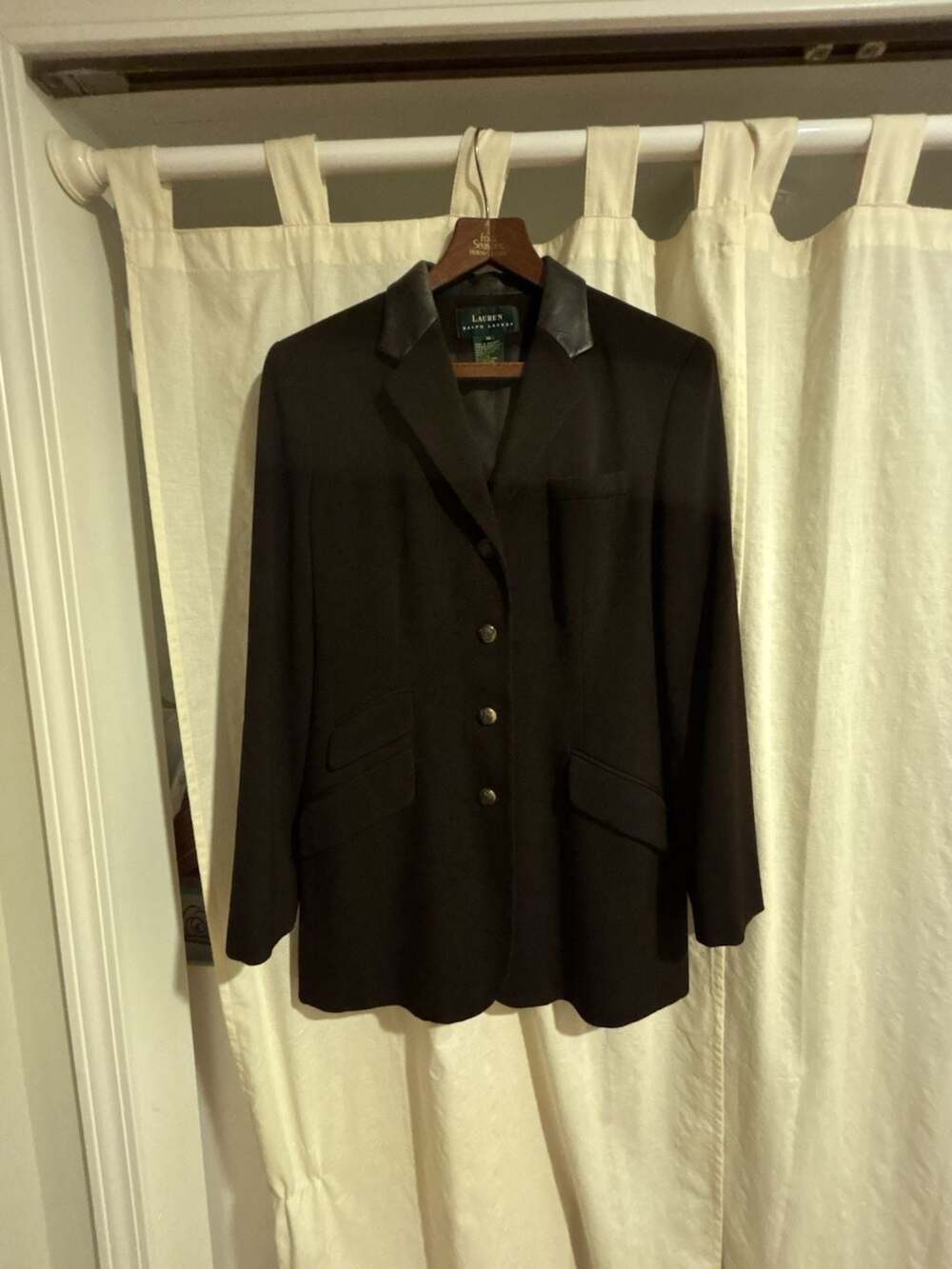 Lauren Ralph Lauren Vintage Equestrian Blazer with Leather Collar and Horse Cres